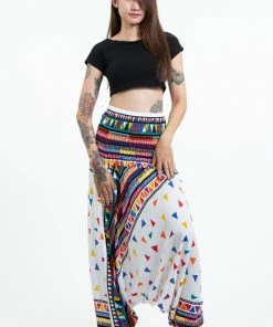 HaremPants.com Triangles Jumpsuit Harem Pants In White Women's