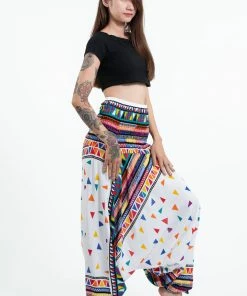 HaremPants.com Triangles Jumpsuit Harem Pants In White Women's