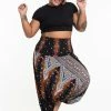 HaremPants.com Plus Size Peacock Feathers Drop Crotch Women's Harem Pants In Black