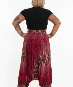 HaremPants.com Plus Size Diamond Peacock Drop Crotch Women's Harem Pants In Red