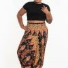 HaremPants.com Plus Size Peacock Paisley Drop Crotch Women's Harem Pants In Black