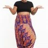 HaremPants.com Plus Size Peacock Paisley Drop Crotch Women's Harem Pants In Purple