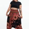 HaremPants.com Plus Size Lotus Mandalas Drop Crotch Women's Harem Pants In Black