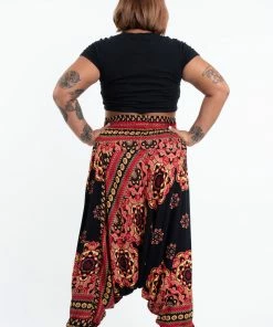 HaremPants.com Plus Size Lotus Mandalas Drop Crotch Women's Harem Pants In Black 10 HaremPants.com Plus Size Lotus Mandalas Drop Crotch Women's Harem Pants In Black