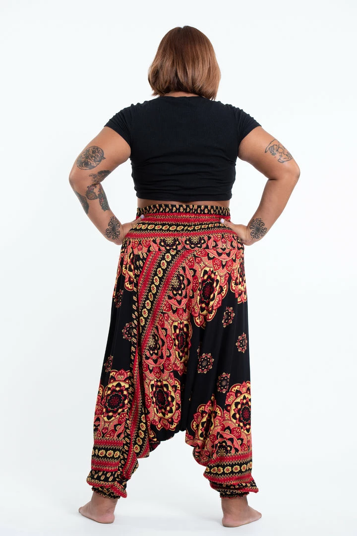 HaremPants.com Plus Size Lotus Mandalas Drop Crotch Women's Harem Pants In Black 6 HaremPants.com Plus Size Lotus Mandalas Drop Crotch Women's Harem Pants In Black