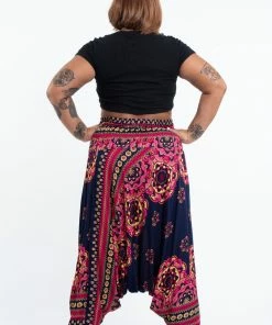 HaremPants.com Plus Size Lotus Mandalas Drop Crotch Women's Harem Pants In Navy