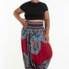 HaremPants.com Plus Size Peony Mandalas Drop Crotch Women's Harem Pants In Red