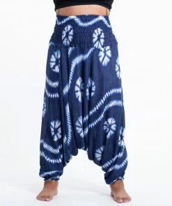 HaremPants.com Plus Size Tie Dye Drop Crotch Women's Harem Pants In Indigo