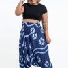 HaremPants.com Plus Size Tie Dye Drop Crotch Women's Harem Pants In Indigo