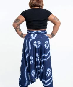 HaremPants.com Plus Size Tie Dye Drop Crotch Women's Harem Pants In Indigo