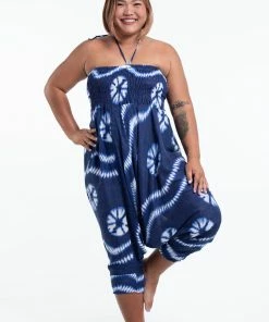 HaremPants.com Plus Size Tie Dye Drop Crotch Women's Harem Pants In Indigo
