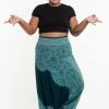 HaremPants.com Plus Size Floral Mandalas Drop Crotch Women's Harem Pants In Teal