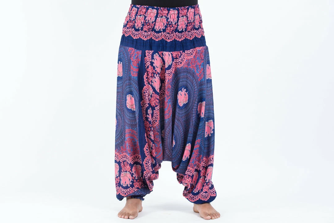 HaremPants.com Plus Size Mandala Elephant Drop Crotch Women's Elephant Pants In Blue 4 HaremPants.com Plus Size Mandala Elephant Drop Crotch Women's Elephant Pants In Blue