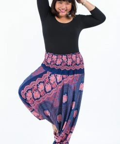 HaremPants.com Plus Size Mandala Elephant Drop Crotch Women's Elephant Pants In Blue 12 HaremPants.com Plus Size Mandala Elephant Drop Crotch Women's Elephant Pants In Blue