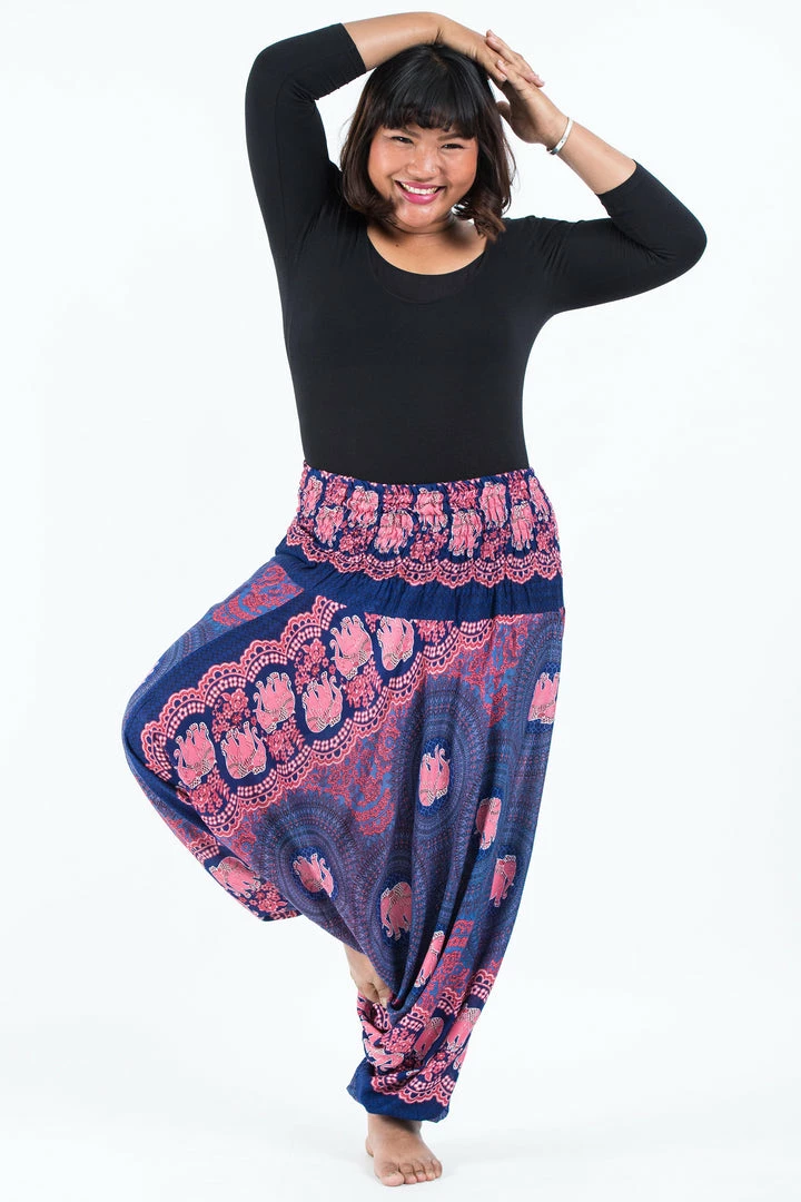 HaremPants.com Plus Size Mandala Elephant Drop Crotch Women's Elephant Pants In Blue 7 HaremPants.com Plus Size Mandala Elephant Drop Crotch Women's Elephant Pants In Blue