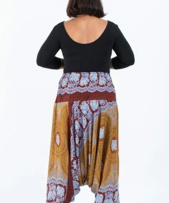 HaremPants.com Plus Size Mandala Elephant Drop Crotch Women's Elephant Pants In Bronze
