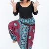 HaremPants.com Plus Size Mandala Elephant Drop Crotch Women's Elephant Pants In Red