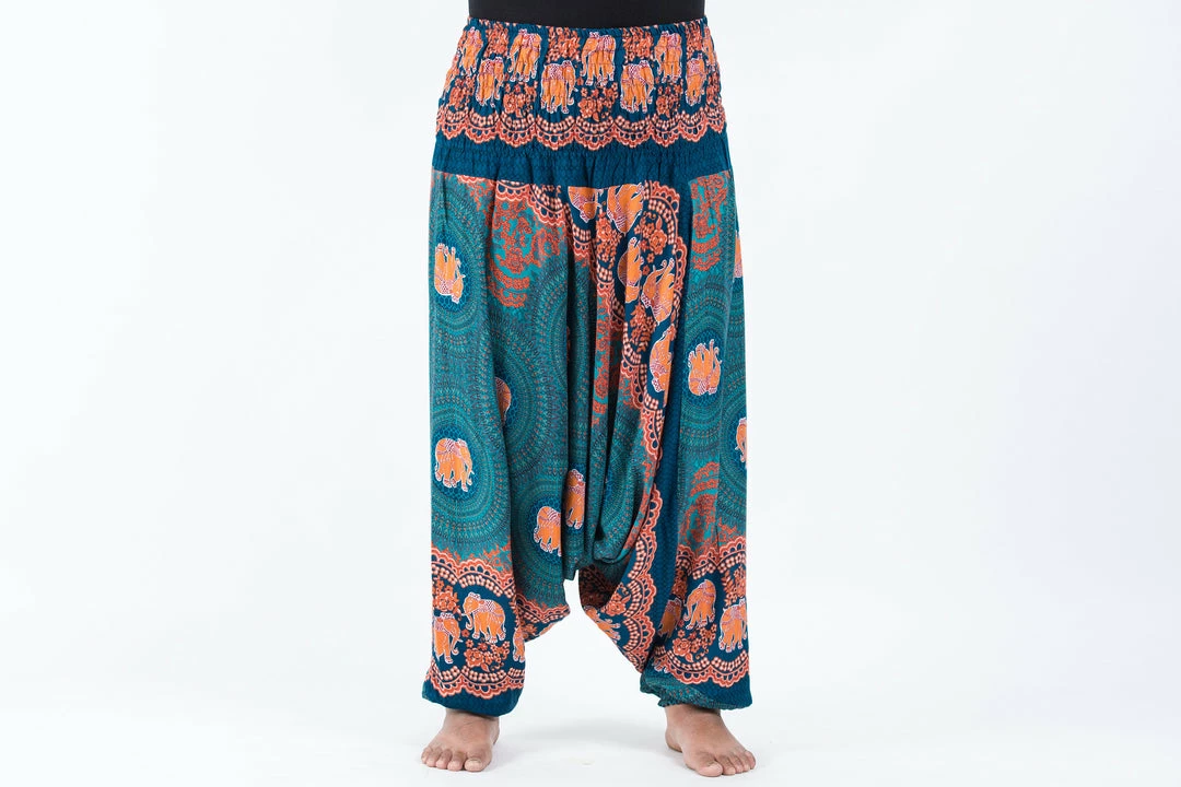 HaremPants.com Plus Size Mandala Elephant Drop Crotch Women's Elephant Pants In Turquoise 4 HaremPants.com Plus Size Mandala Elephant Drop Crotch Women's Elephant Pants In Turquoise