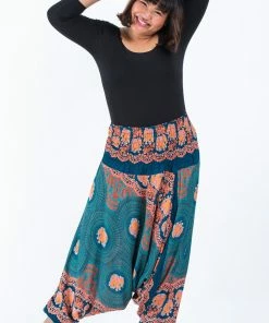 HaremPants.com Plus Size Mandala Elephant Drop Crotch Women's Elephant Pants In Turquoise 12 HaremPants.com Plus Size Mandala Elephant Drop Crotch Women's Elephant Pants In Turquoise