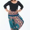 HaremPants.com Plus Size Mandala Elephant Drop Crotch Women's Elephant Pants In Turquoise