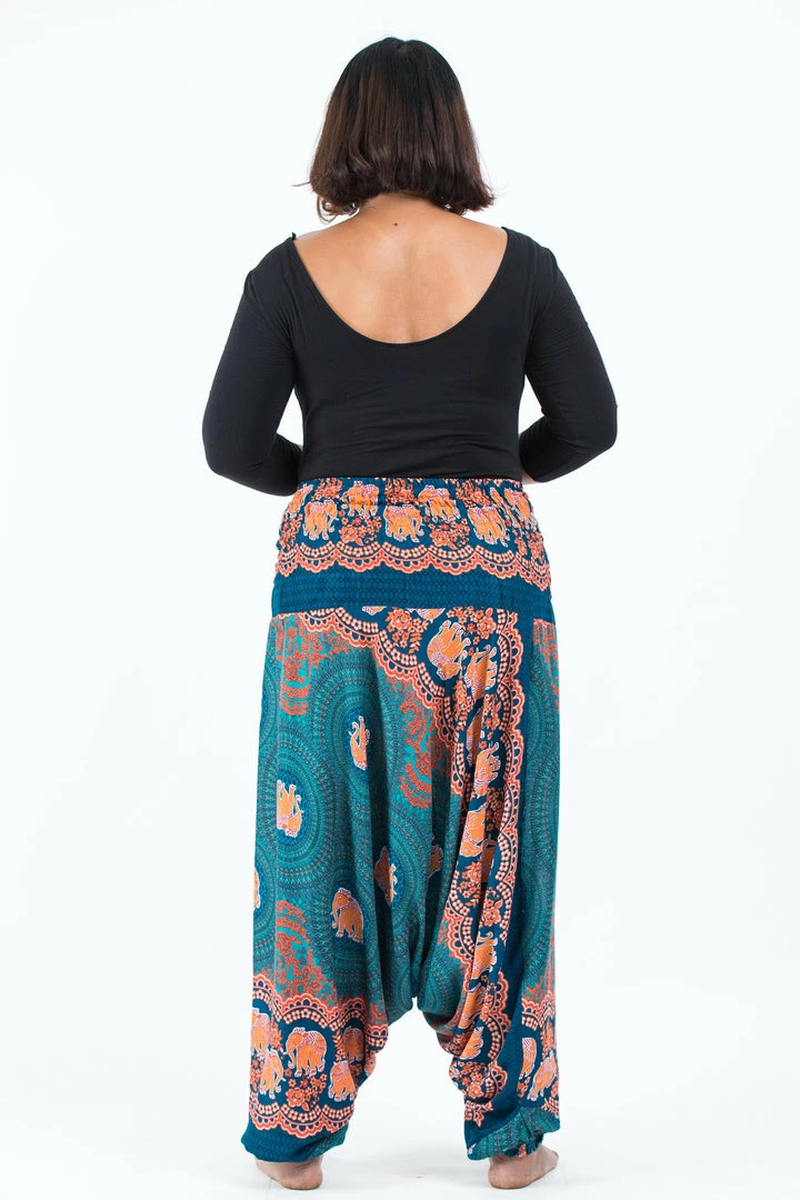 HaremPants.com Plus Size Mandala Elephant Drop Crotch Women's Elephant Pants In Turquoise 6 HaremPants.com Plus Size Mandala Elephant Drop Crotch Women's Elephant Pants In Turquoise
