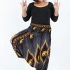 HaremPants.com Plus Size Peacock Elephant Drop Crotch Women's Elephant Pants In Black
