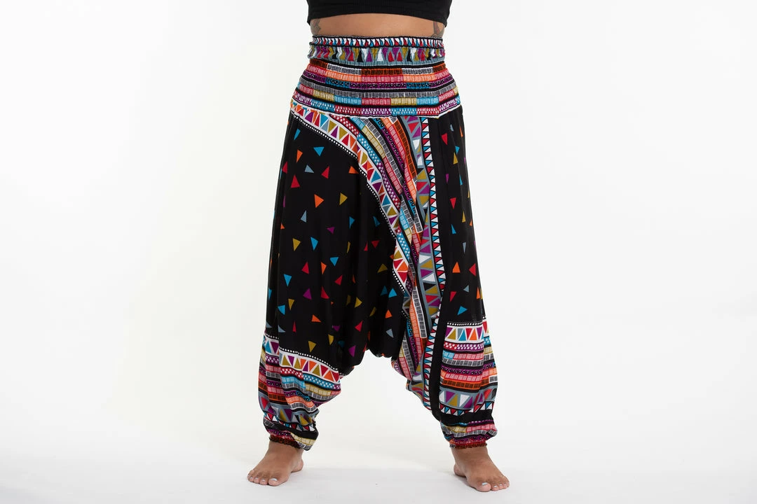 HaremPants.com Plus Size Triangles Drop Crotch Women's Harem Pants In Black 4 HaremPants.com Plus Size Triangles Drop Crotch Women's Harem Pants In Black