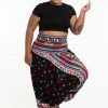 HaremPants.com Plus Size Triangles Drop Crotch Women's Harem Pants In Black