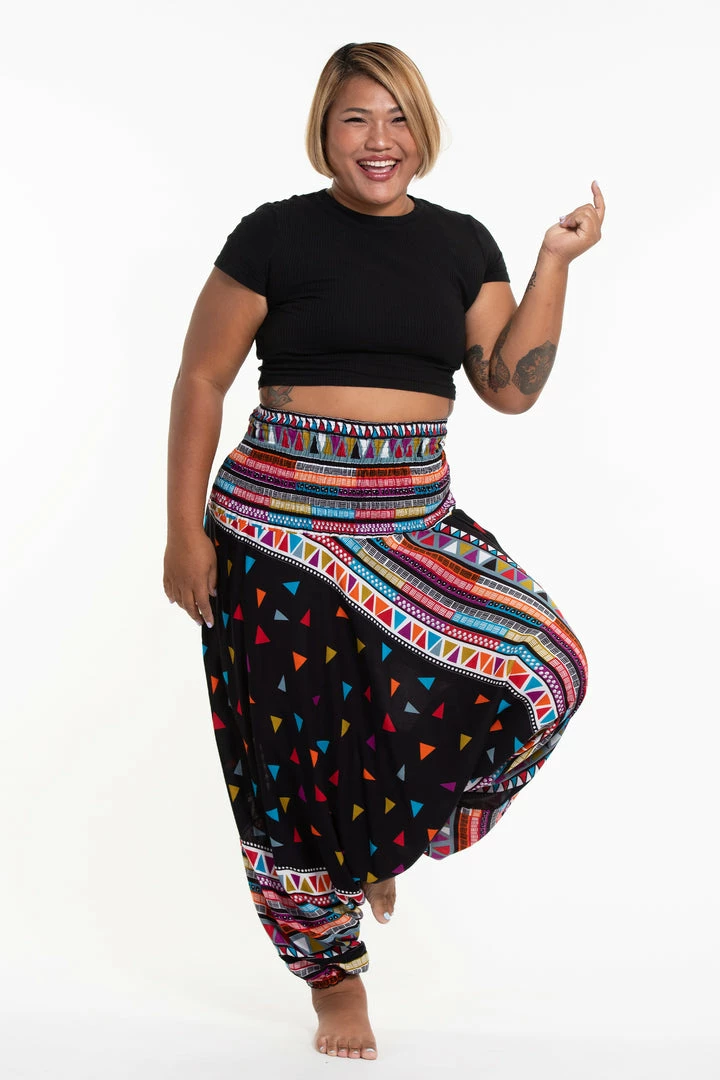 HaremPants.com Plus Size Triangles Drop Crotch Women's Harem Pants In Black 3 HaremPants.com Plus Size Triangles Drop Crotch Women's Harem Pants In Black