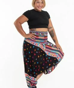 HaremPants.com Plus Size Triangles Drop Crotch Women's Harem Pants In Black 8 HaremPants.com Plus Size Triangles Drop Crotch Women's Harem Pants In Black