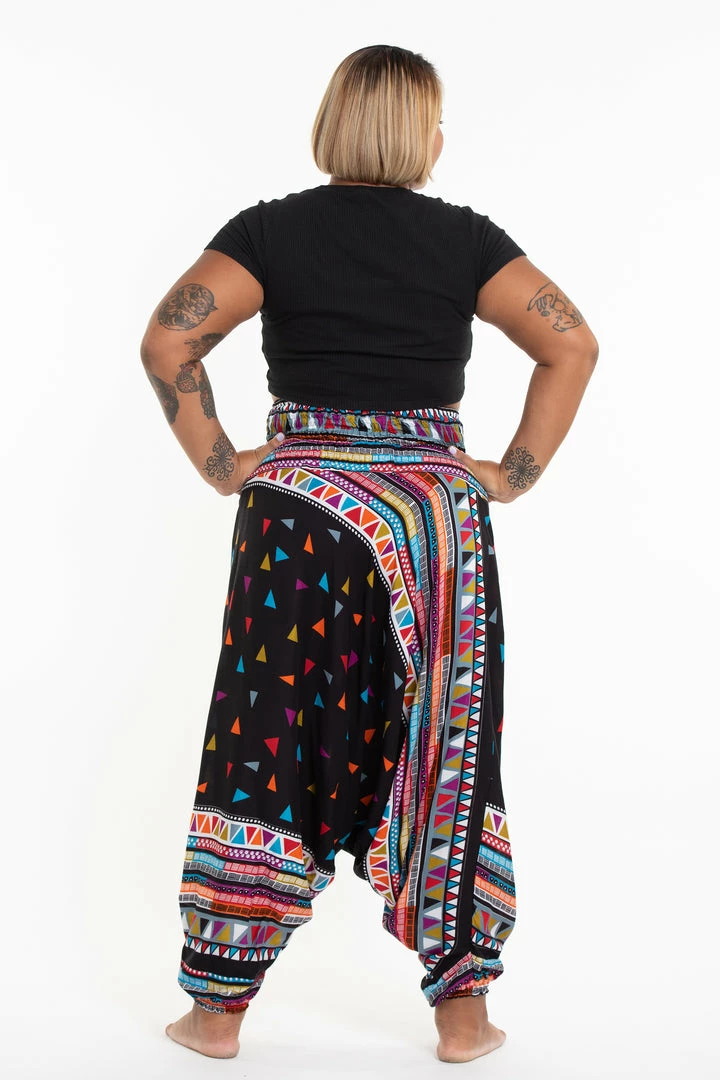 HaremPants.com Plus Size Triangles Drop Crotch Women's Harem Pants In Black 6 HaremPants.com Plus Size Triangles Drop Crotch Women's Harem Pants In Black