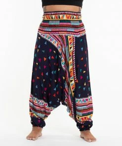 HaremPants.com Plus Size Triangles Drop Crotch Women's Harem Pants In Navy