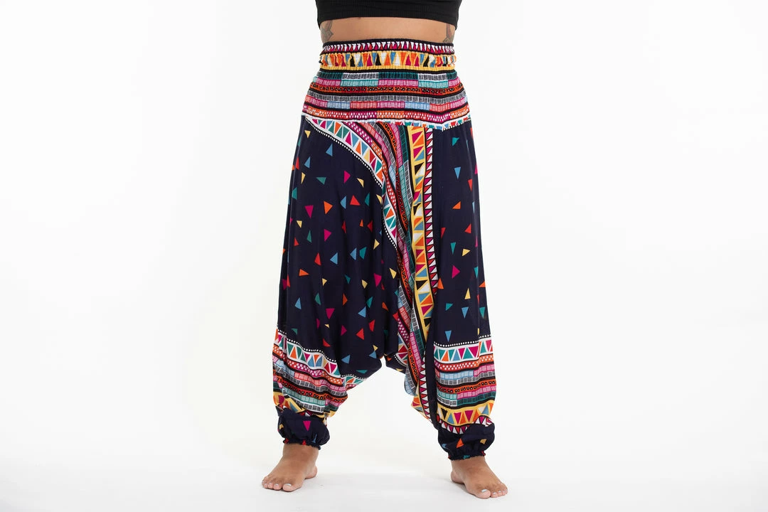 HaremPants.com Plus Size Triangles Drop Crotch Women's Harem Pants In Navy 4 HaremPants.com Plus Size Triangles Drop Crotch Women's Harem Pants In Navy