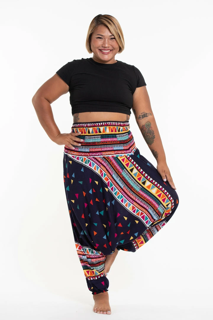 HaremPants.com Plus Size Triangles Drop Crotch Women's Harem Pants In Navy 3 HaremPants.com Plus Size Triangles Drop Crotch Women's Harem Pants In Navy