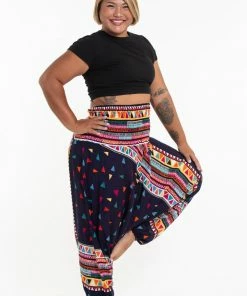HaremPants.com Plus Size Triangles Drop Crotch Women's Harem Pants In Navy 8 HaremPants.com Plus Size Triangles Drop Crotch Women's Harem Pants In Navy
