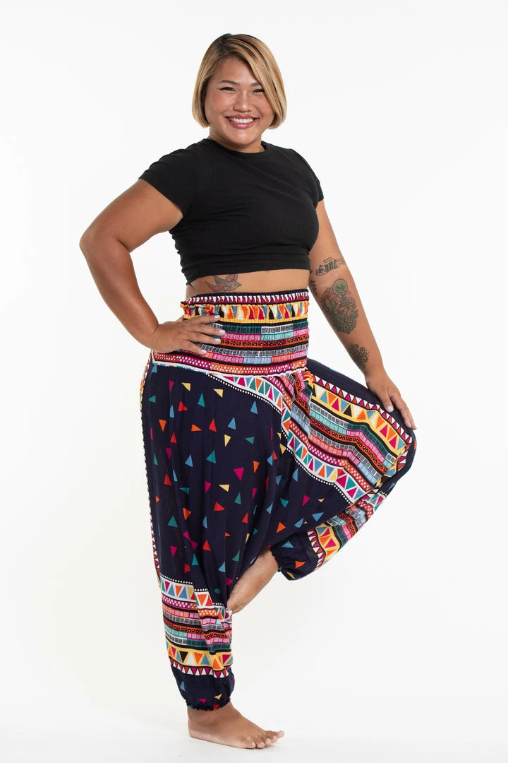 HaremPants.com Plus Size Triangles Drop Crotch Women's Harem Pants In Navy 5 HaremPants.com Plus Size Triangles Drop Crotch Women's Harem Pants In Navy