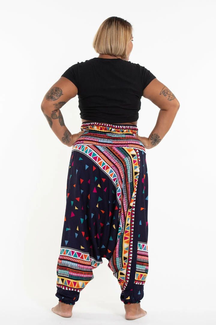 HaremPants.com Plus Size Triangles Drop Crotch Women's Harem Pants In Navy 6 HaremPants.com Plus Size Triangles Drop Crotch Women's Harem Pants In Navy