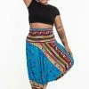 HaremPants.com Plus Size Triangles Drop Crotch Women's Harem Pants In Ocean Blue 1 HaremPants.com Plus Size Triangles Drop Crotch Women's Harem Pants In Ocean Blue
