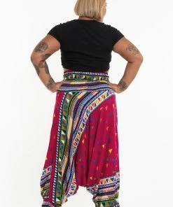 HaremPants.com Plus Size Triangles Drop Crotch Women's Harem Pants In Pink
