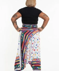 HaremPants.com Plus Size Triangles Drop Crotch Women's Harem Pants In White 9 HaremPants.com Plus Size Triangles Drop Crotch Women's Harem Pants In White