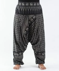 HaremPants.com Plus Size Hill Tribe Elephant Women's Elephant Pants In Black