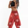 HaremPants.com Thai Hill Tribe Fabric Women's Harem Pants With Ankle Straps In Red