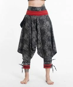 HaremPants.com Paisley Thai Hill Tribe Fabric Women's Harem Pants With Ankle Straps