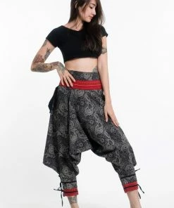 HaremPants.com Paisley Thai Hill Tribe Fabric Women's Harem Pants With Ankle Straps