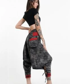 HaremPants.com Paisley Thai Hill Tribe Fabric Women's Harem Pants With Ankle Straps 8 HaremPants.com Paisley Thai Hill Tribe Fabric Women's Harem Pants With Ankle Straps