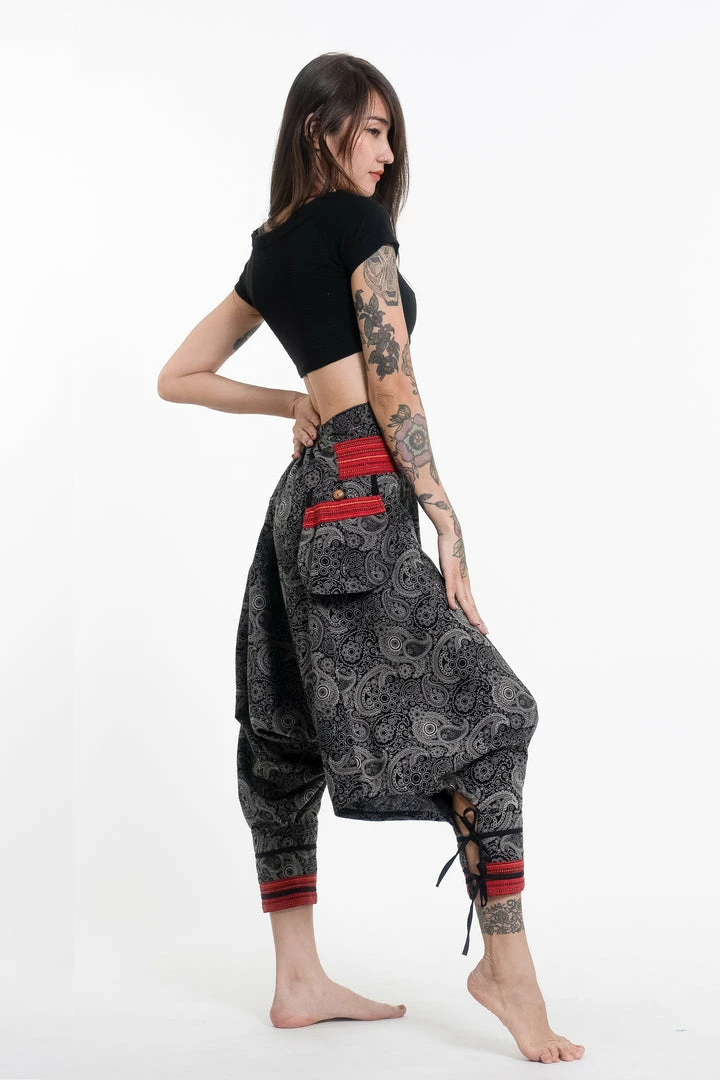 HaremPants.com Paisley Thai Hill Tribe Fabric Women's Harem Pants With Ankle Straps 5 HaremPants.com Paisley Thai Hill Tribe Fabric Women's Harem Pants With Ankle Straps