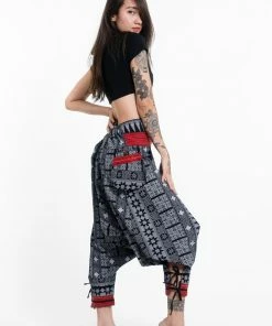 HaremPants.com Traditional Prints Thai Hill Tribe Fabric Women's Harem Pants With Ankle Straps