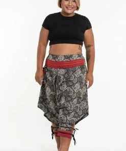 HaremPants.com Plus Size Paisley Thai Hill Tribe Fabric Women's Harem Pants With Ankle Straps