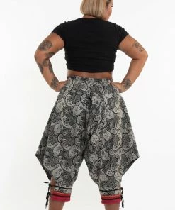 HaremPants.com Plus Size Paisley Thai Hill Tribe Fabric Women's Harem Pants With Ankle Straps