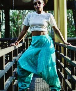 HaremPants.com Hill Tribe Elephant Women's Elephant Pants In Turquoise